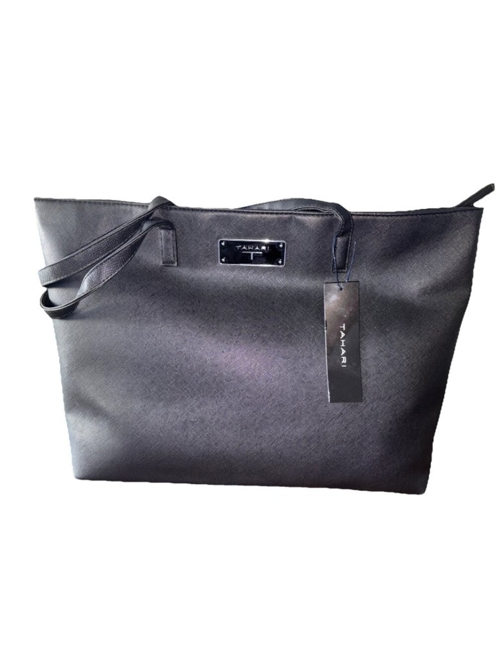 NWT’s! Tahari Tote Black Saffiano Manmade leather Style #TN1769/P08 13.5”w 10”h